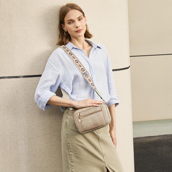 Telena Women Grey Trendy Vegan Leather Shoulder Handbags With Adjustable Strap - Picture 2 of 7